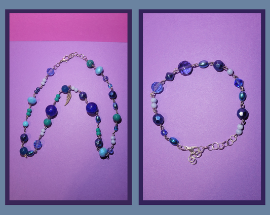 Blue Chain Jewelry - Bracelet and Necklace